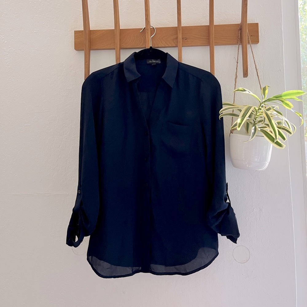 The Limited navy button down long sleeve XS